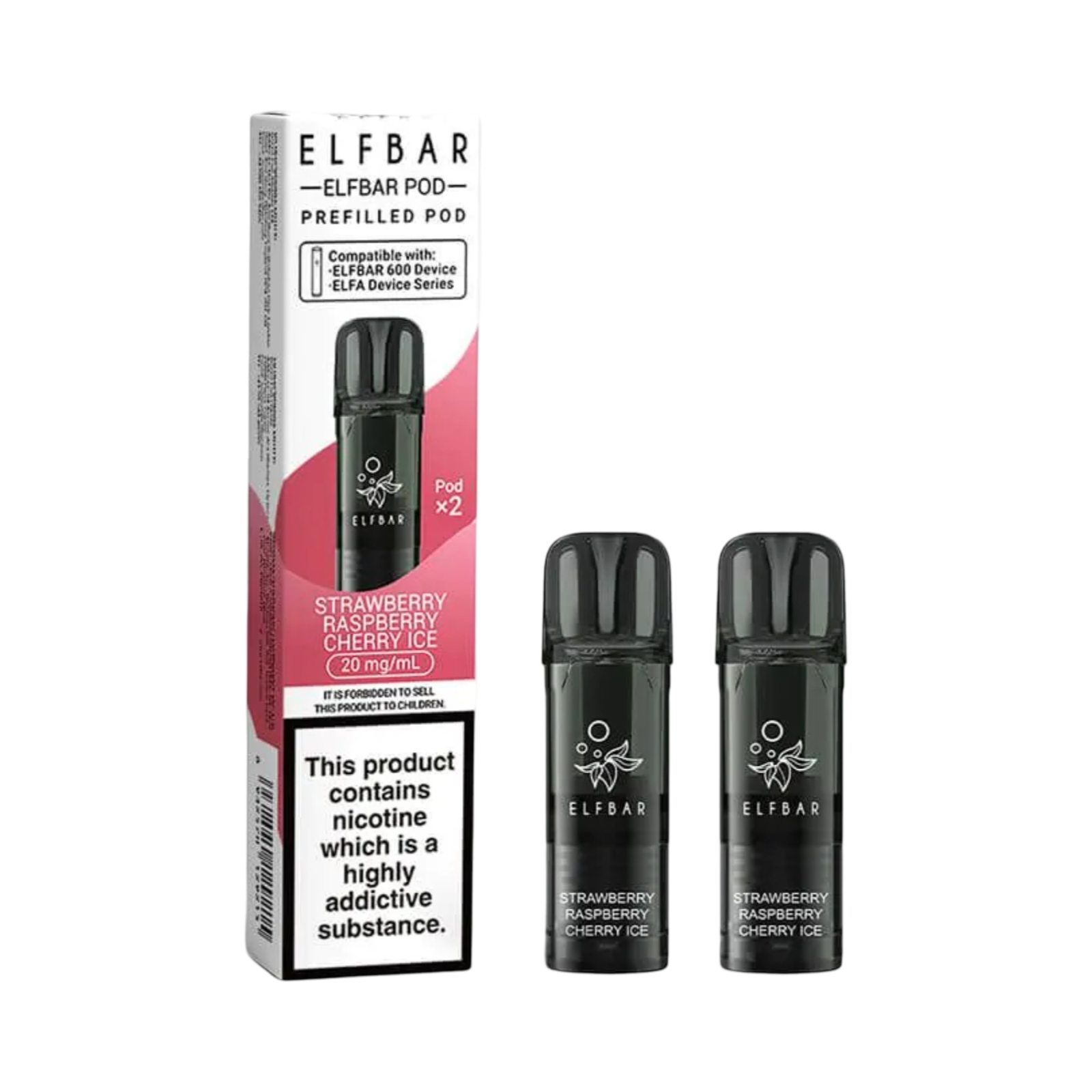 ELFBAR 600 PREFILLED PODS STRAWBERRY RASPBERRY CHERRY ICE