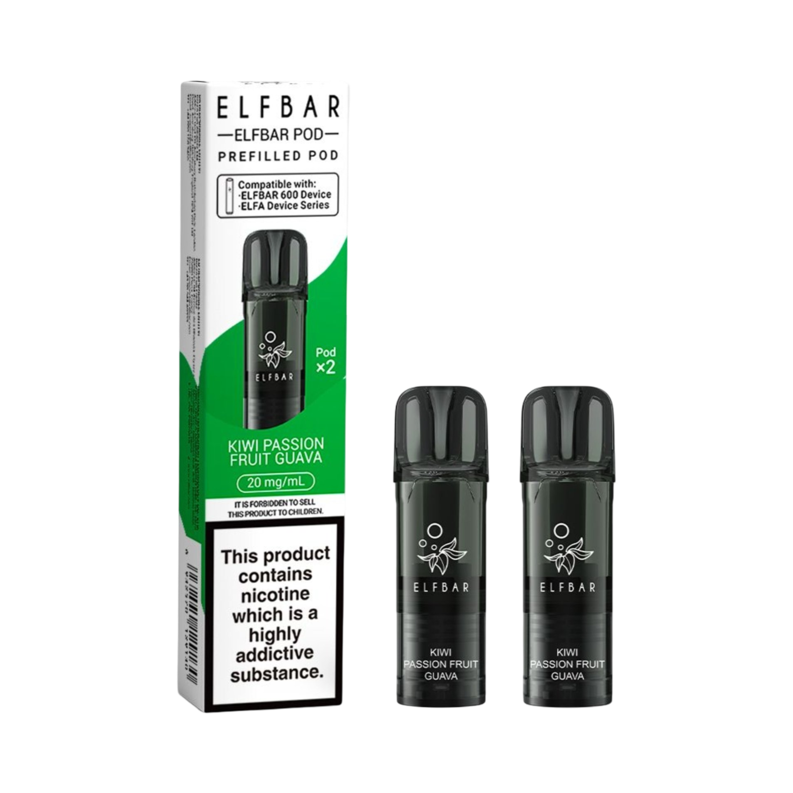 ELFBAR 600 PREFILLED PODS KIWI PASSION FRUIT GUAVA